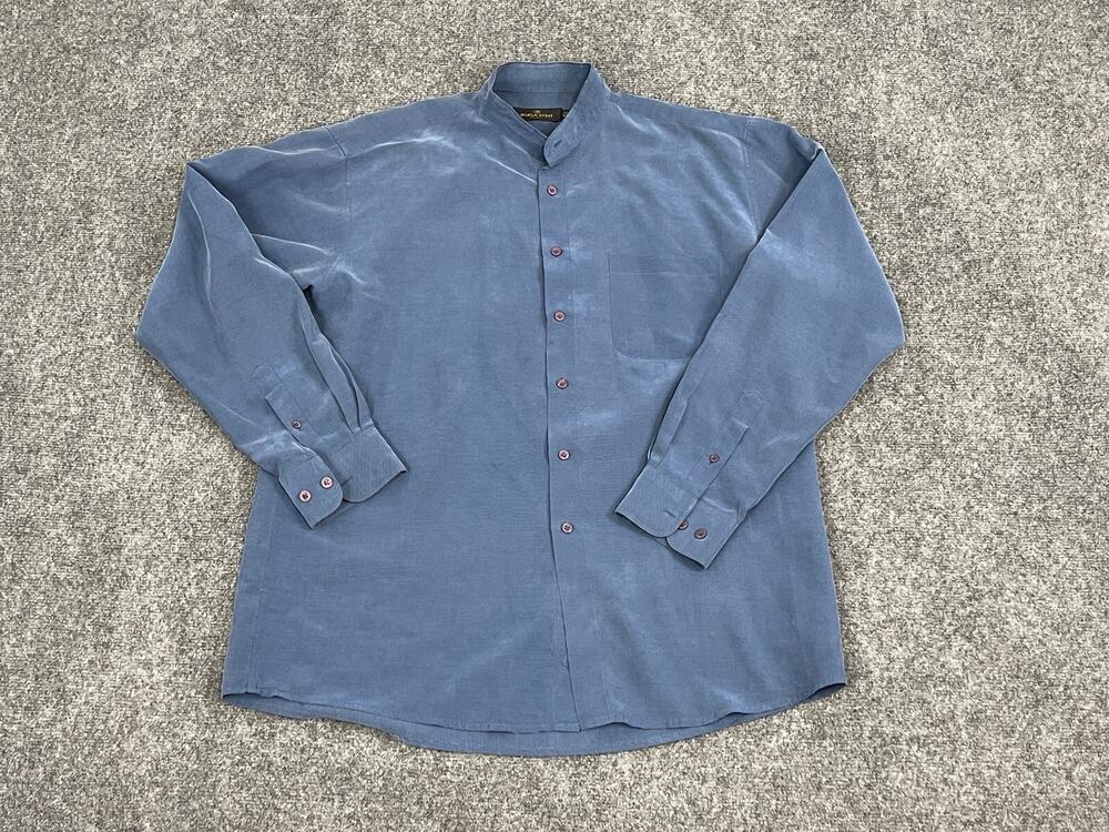 Bugatchi Uomo Dress Shirt Mens 16.5 34/35 Microfiber Long Sleeve Blue N93